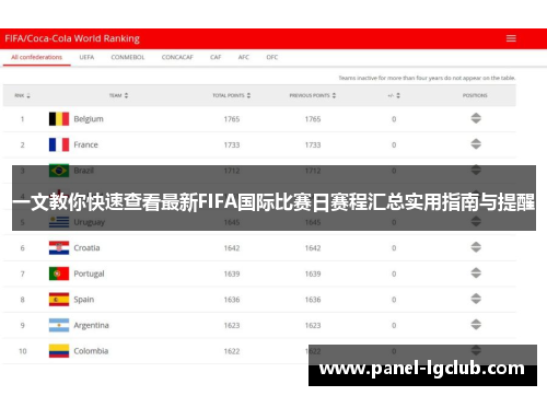 一文教你快速查看最新FIFA国际比赛日赛程汇总实用指南与提醒 一文教你快速查看最新FIFA国际比赛日赛程汇总实用指南与提醒